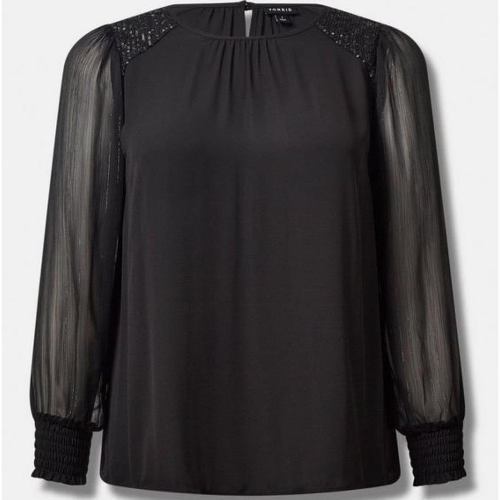 Torrid Georgette With Sequin Trim Blouse